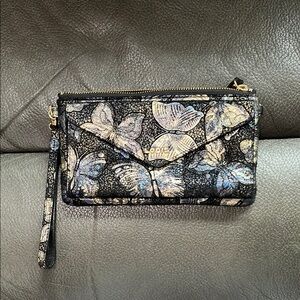Lodis Elegant Black and Blue metallic Butterfly wristlet